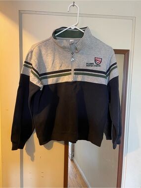 Winter Campus kids Two-Tone Quarter-Zip Sweater - Gray & Navy